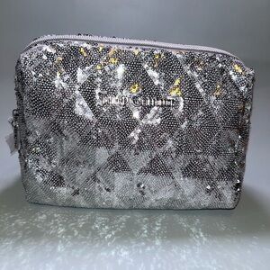 NWOT juicy couture silver sequin make up bag
